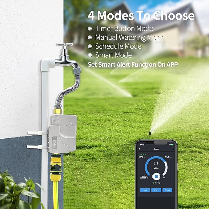 ECOWITT Wittflow Sprinkler Timer, WFC01 Smart Watering Timer, Need to Connect to GW2000 Wi-Fi Hub, Built-in Water Flow Meter and Temperature Sensor, NPT Thread, Intelligent Irrigation
