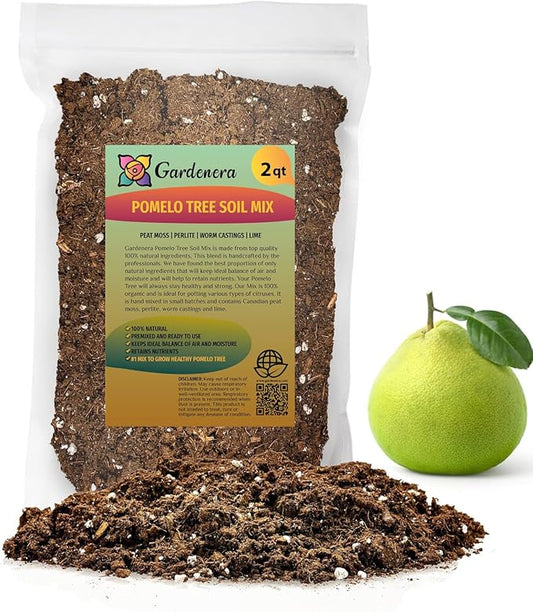 Gardenera's Premium Pomelo Tree Soil Mix - Quick Drain Potting Soil for Growing and Repotting Citrus Maxima - 2 Quart