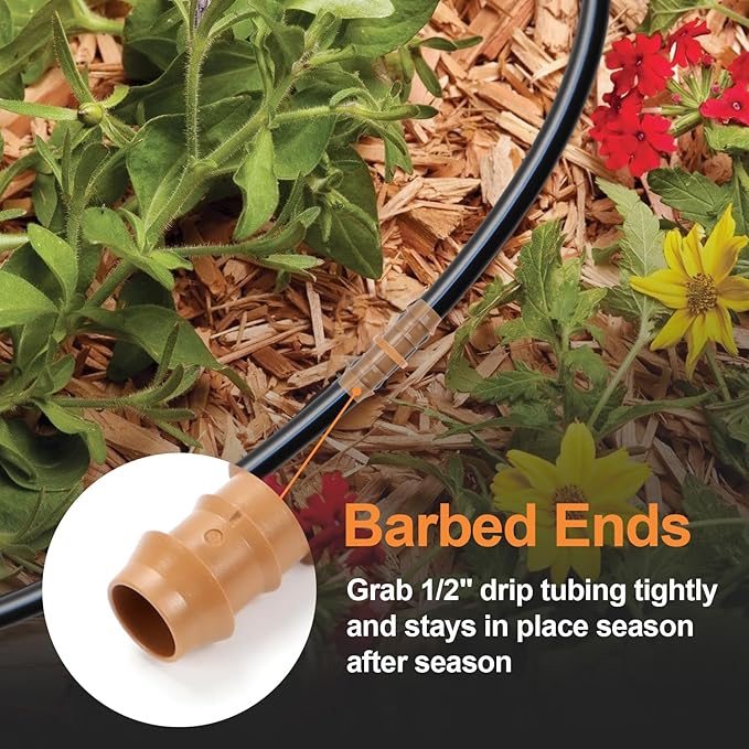 35 Pieces Drip Irrigation Coupling Fittings, 1/2'' Drip Line Barbed Coupler Connectors for 1/2 Inch, 5/8", .700" Irrigation Tubing 2-Way Straight Coupling for Garden Drip Sprinkler Systems