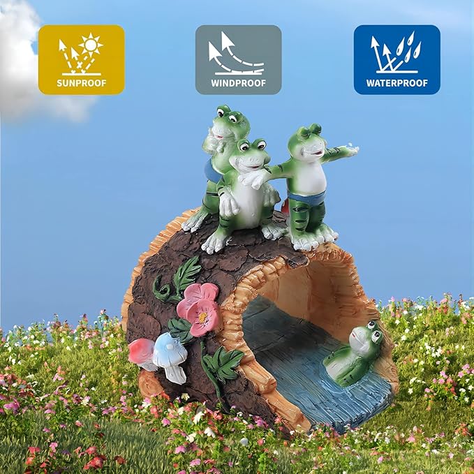Gutter Guardian Rain Downspout Extension Playful Frog Statue, Ornament Splash Block Anchor for Downspout Extension Decor, 3" × 4" Downspout Extender Outdoor Garden Decorative