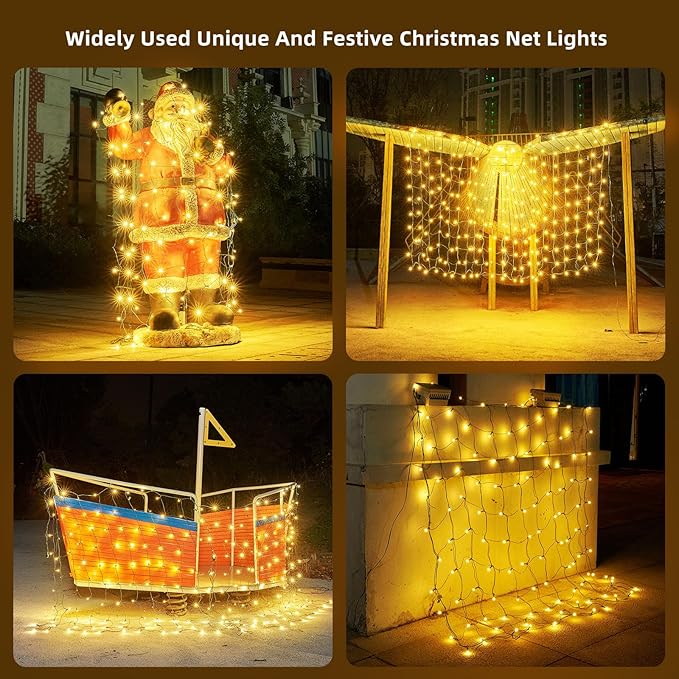 Led Net Lights Christmas Lights Outdoor Christmas Net Lighting with 121Led Mini Globe Lights 5ftx5ft, Outdoor Indoor Fairy Mesh Net Lights for Christmas Trees, Bushes, Shrubs Decorations(WarmWhite)