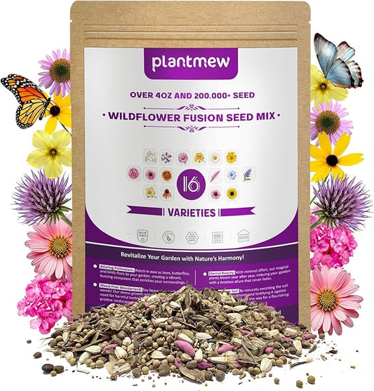200,000 Wildflower Seeds Mix Bulk - Includes 16 Perennial Wildflower Seeds for Indoor & Outdoor Gardens - Premium Garden and Wildflower Seeds Combo