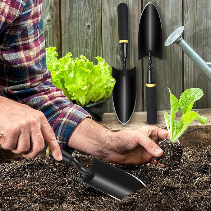 2 Garden Trowel Heavy Duty Garden Hand Shovel Tool Carbon Steel Trowel for Digging Metal Hand Shovel Spade with Resin Handle for Lawn Yard Farm Home Shop Planting