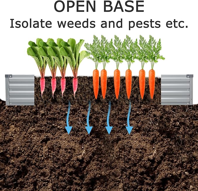 8x4x1ft(2 Pack) Galvanized Raised Garden Bed,Outdoor Planter Box Metal Patio Kit Planting Bed for Vegetables Flowers Herb,Grey