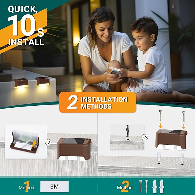 Solar Deck Lights Outdoor Waterproof 20Pack, Solar LED Step Lights Solar Powered Step Lights for Outside Stairs, Step, Fence, Yard, Patio, and Pathway(Warm White)