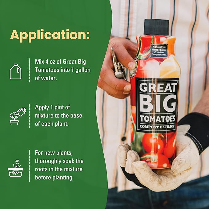 Great Big Tomatoes – Soil and Tomato Fertilizer Booster to Grow The Tastiest Tomatoes and Veggies; 1 Gallon Concentrate (Makes 32 Gallons)