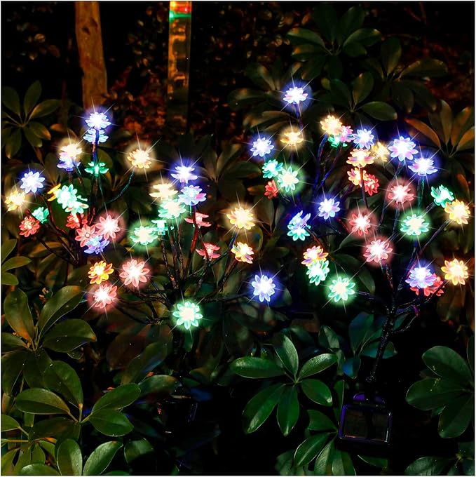 TONULAX Solar Garden Lights - Upgraded Landscape Tree Lights with Larger Solar Capacity, Decorative Light Outdoor for Pathway, Patio, Front Yard Decoration(2 Pack)