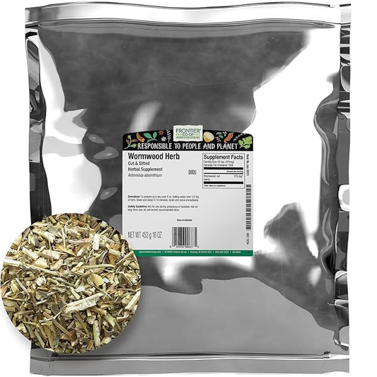 Frontier Co-op Wormwood Herb, 1lb Bulk Bag, Cut & Sifted - Artemisia Absinthium | Wormwood Tea and Herbal Uses, Kosher