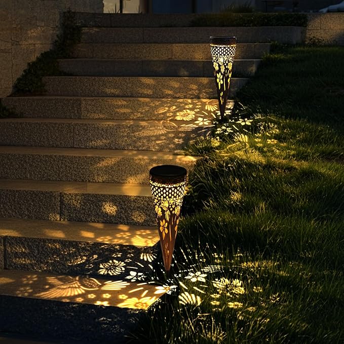 KAIXOXIN Solar Garden Lights, Metal Hummingbird Pathway Lights, Outdoor Landscape Lighting for Patio, Backyard, Walkway (Hummingbird, 4)