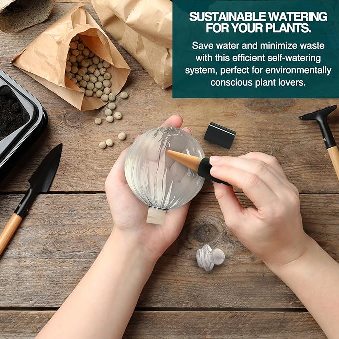 Blumat Glass Plant Watering Globes - Consistent Hydration Devices for Plants - Self-Watering System for Indoor and Outdoor Use - Automatic Plant Care Solution for Vacations