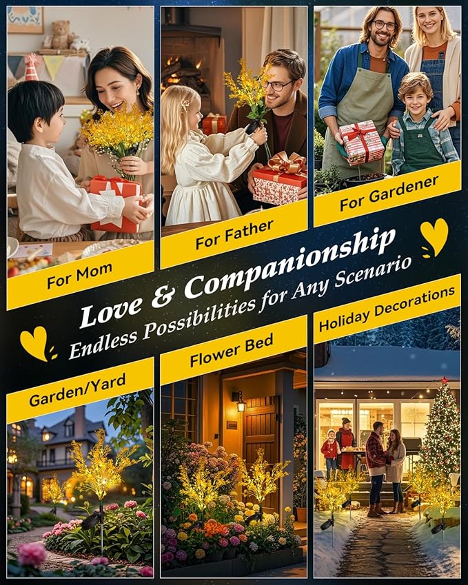 Neporal Solar Garden Lights Outdoor Decorative, Solar Flowers Lights Dusk to Dawn, Solar Garden Stake Lights Waterproof IP65, Solar Powered Flower Lights - Gardening Gifts for Women