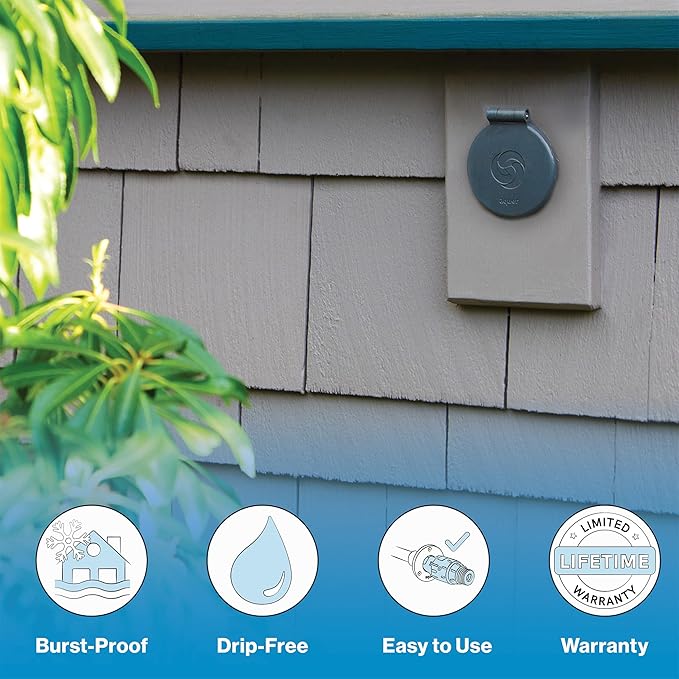 Aquor House Hydrant V1+ Frost Free Outdoor Garden Faucet with Quick-Connect and Anti-Siphon, 10 inch, Slate Gray Polymer