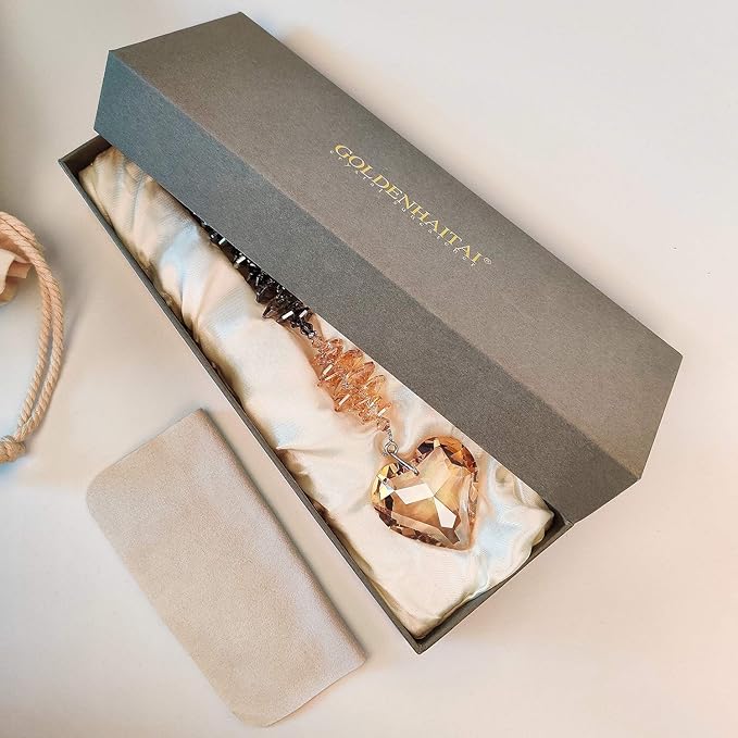 Champagne Glass Heart Crystal Ball Suncatcher, Prism Pendant for Windows, Chakra Indoor Outdoor Hanging Decoration, Rainbow Maker Gifts for Women, Mom and Children…