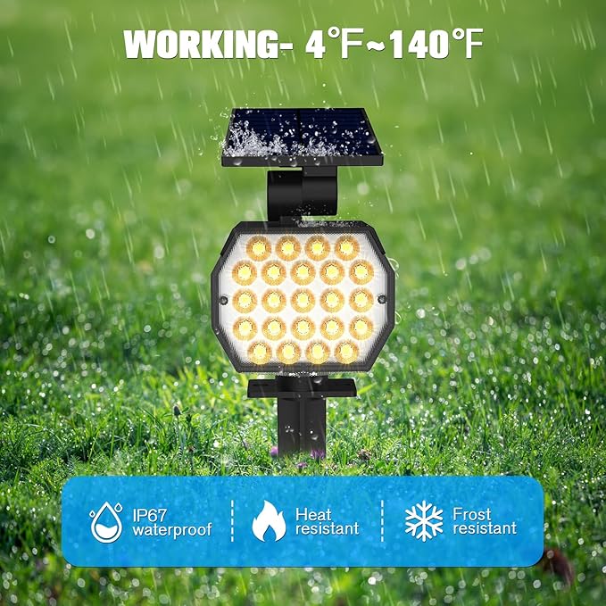 NIORSUN Solar Spot Lights Outdoor,23 LEDs Landscape Lighting with Auto On/Off and 3 Lighting Modes, IP67 Waterproof Spotlights,Outdoor Solar Lights for Yard Garden,6 Pack(Warm White)