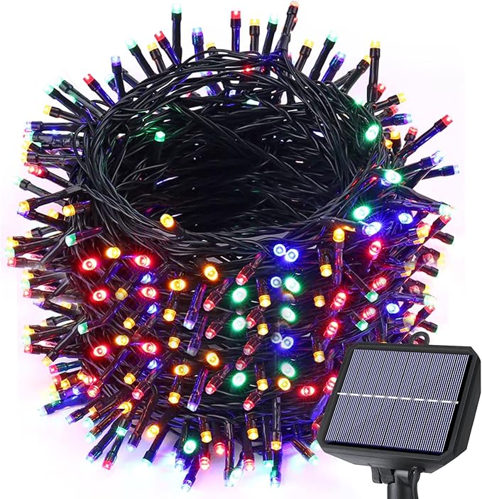 Toodour Solar Christmas Lights, 121ft 350 LED 8 Modes Solar String Lights, Waterproof Solar Outdoor Christmas Lights for Garden, Patio, Holiday, Party, Balcony, Christmas Decorations (Multicolor)