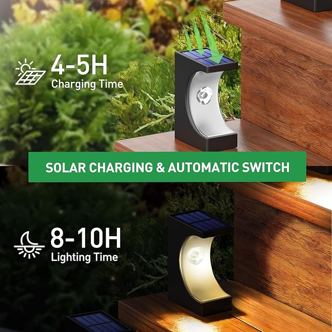 ZOOI Solar Step Lights for Outside, Step Lights Outdoor Waterproof, Outdoor Solar Stair Light for Yard, Garden Decor for Outside, Solar Garden Lights for Step, Stair, Patio, Porch, Deck Decor, 12PCS