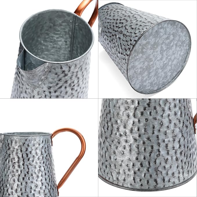 Metal Galvanized Decorative Watering Can Metal Flower Milk Jug Vase Pitcher Holder for Indoor Outdoor Plants