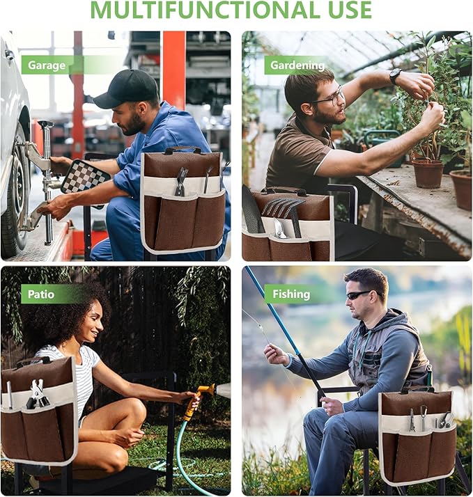 Garden Kneeler and Seat Heavy Duty,Foldable Gardening Stool with Anti-Tipping，10" Thicken & Widen Soft Kneeling Pad,Great Gardening Gifts for Women and Men, Bench Comes with Tool Pouch,Black