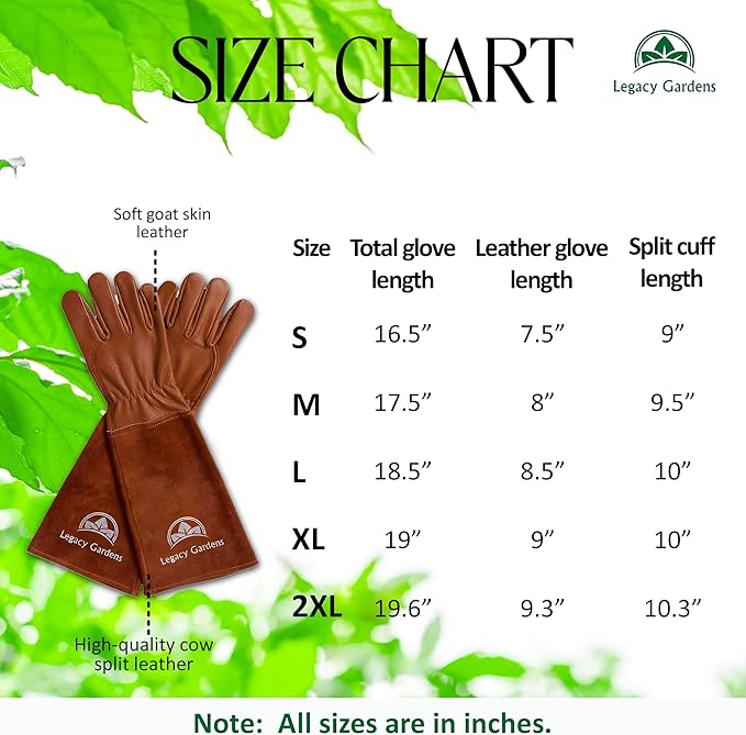 Thorn Resistant Leather Gardening Gloves for Men & Women – Long Gauntlet Rose Pruning Gloves with Forearm Protection for Pruning and Yard Work (2XL, Brown)