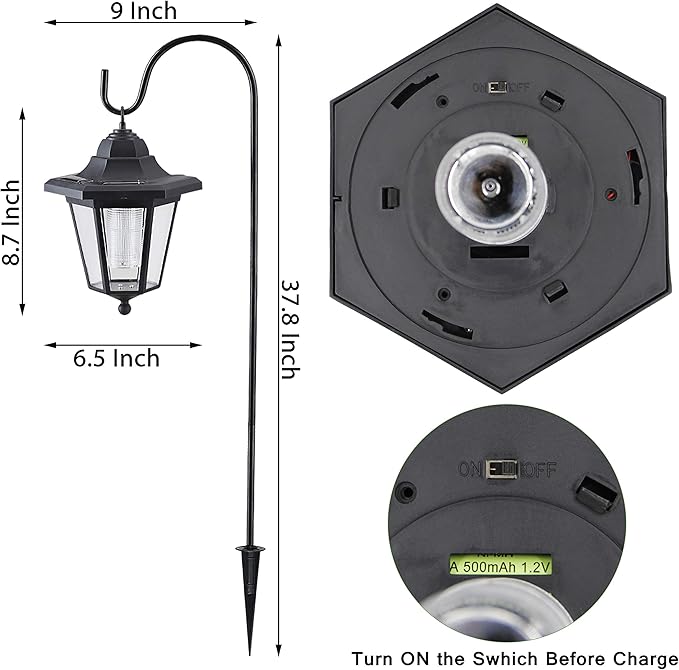 MAGGIFT 37.8 Inch Hanging Solar Lights for Outside Solar Garden Lights Decorative Lanterns with 2 Shepherd Hooks Waterproof Landscape Lighting for Lawn Patio Yard Pathway Driveway,2 Pack