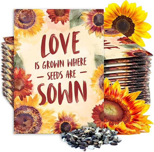 Seed Needs, Sunflower Seed Packet Party Favors - 20 Pre-Filled Packs to Hand Out (Great for Weddings, Bridal Showers, Memorials, Fundraisers & Other Events) Heirloom & Untreated (20 Packets)