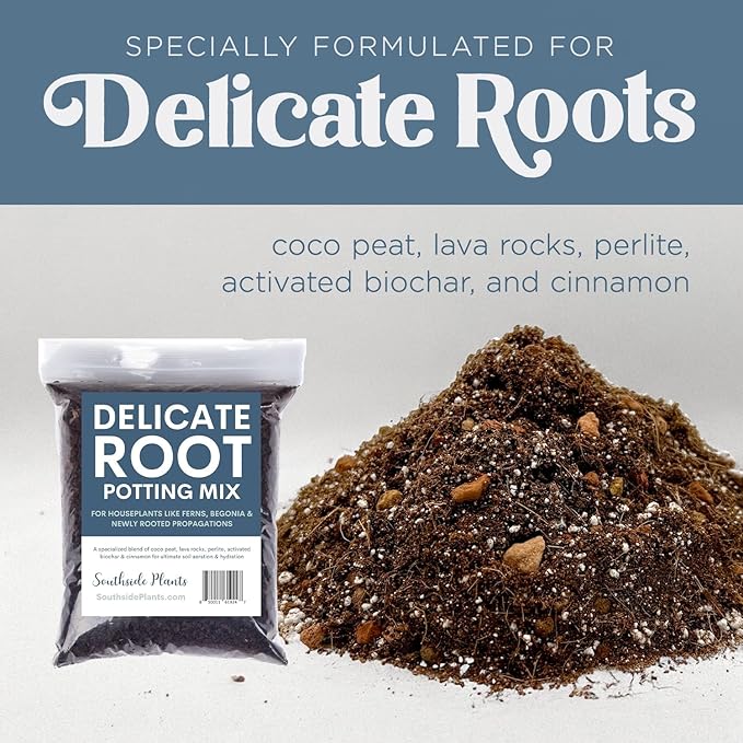 Delicate Root Organic Potting Mix & Soil Outdoor Fertilizer for Houseplants - Organic Mix of Coconut Chips, Coir, Horticultural Charcoal - 1 Gallon