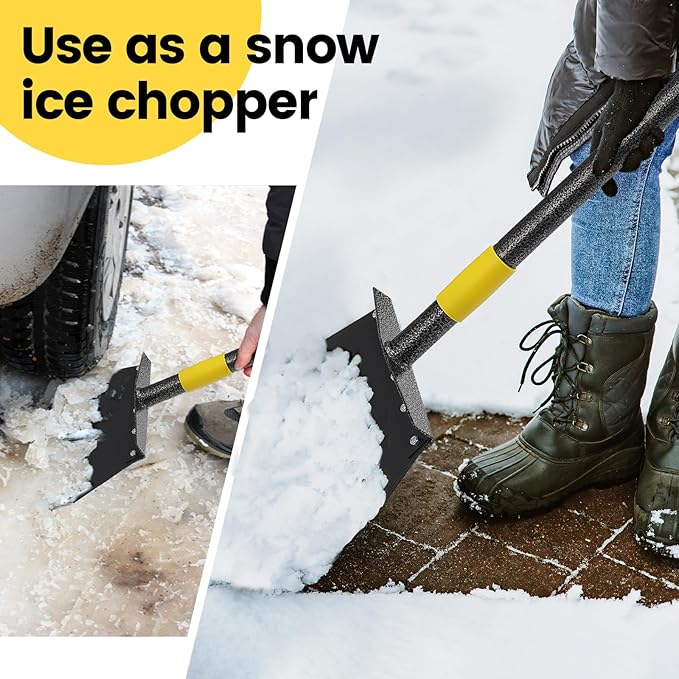 Garden Cleaning Shovel, Multifunctional Flat Shovel Floor Scraper Manual Weeder, 74" Long Handle Ice Chopper Snow Shovel Spade, Heavy Duty Garden Tool for Lawn Edging, Scraping, Ice Removal