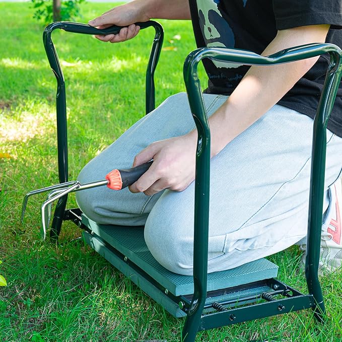 Garden Kneeler and Seat, Foldable Garden Stool, Heavy Duty Garden Chair for Kneeling and Sitting, Gardening Gifts for Women, Grandparents, Seniors, Mom & Dad