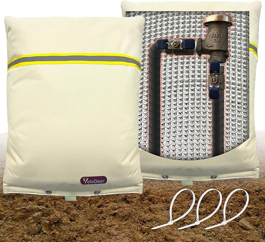 Backflow Preventer Insulation Cover, 16" W x 20" H YeloDeer Reusable Waterproof Sprinkler Valve Cover with Aluminum Foil, Outdoor Well Pump Cover Insulated for Winter Freeze Protection.