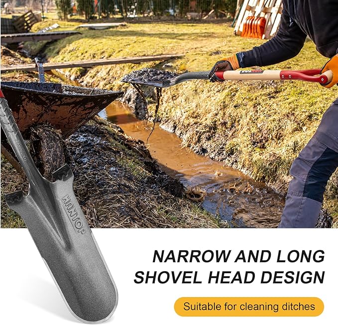 Drain Spade Shovel Digging Spade Trenching Shovel Serrated Shovel Transplanting Spade for Garden Outdoor,44 inches