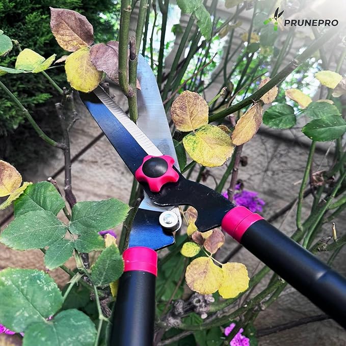 Hedge Shear 15’’-24’’ Extendable Manual Trimmer - Durable Garden Shears for Bushes & Shrubs - Heavy-Duty Gardening Tool for Precise Trimming, Yard Tools for Gardening, Red/Black