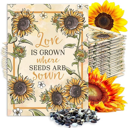 Seed Needs, Sunflower Seed Packet Party Favors Pre-Filled & Ready to Hand Out Great for Weddings, Bridal Showers, Memorials, Fundraisers & Other Events Heirloom & Untreated (20 Packets)