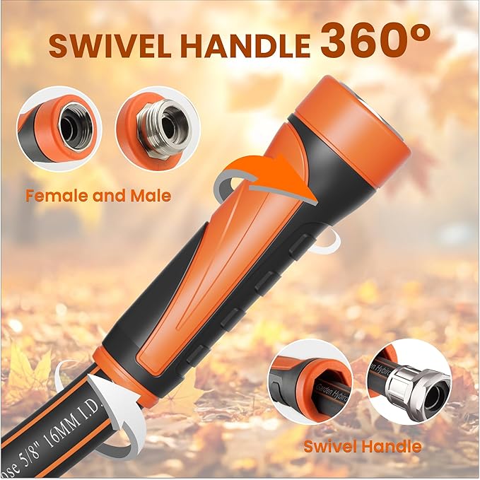 Giraffe Tools Garden Leader Hose 3ft x 5/8", Short Water Hose Heavy Duty, Flexible, Lightweight Hybrid Hose with Swivel Handle, Male to Female Fittings, Burst 600 PSI