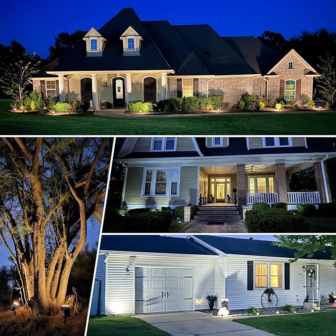 Solar Spot Lights Outdoor Waterproof 1 Pack IP65, 63 LED 3 Lighting Modes Spotlights for Outside Yard Garden House Garage Landscape Lights-Warm White