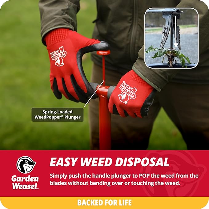 Garden Weasel WeedPopper Step & Twist - Long Handle | Easy Weeding and Puller Stand Up Tool | Dandelion and Crabgrass Remover, Heavy Duty Lawn Care | 95204