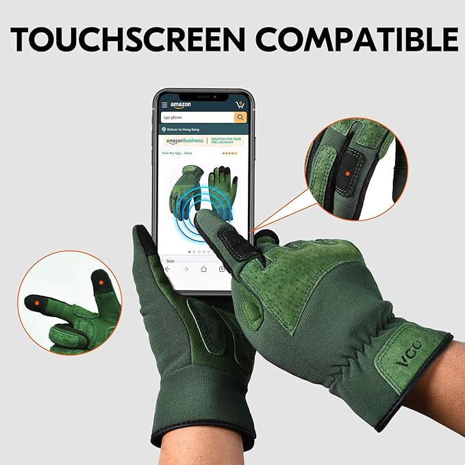 Vgo... 1-Pair Ladies' Synthetic Leather Gardening Gloves, Puncture-proof, Thornproof, Durability & Anti-shock Work Gloves, Touchscreen (Size M, Green, SL7471)