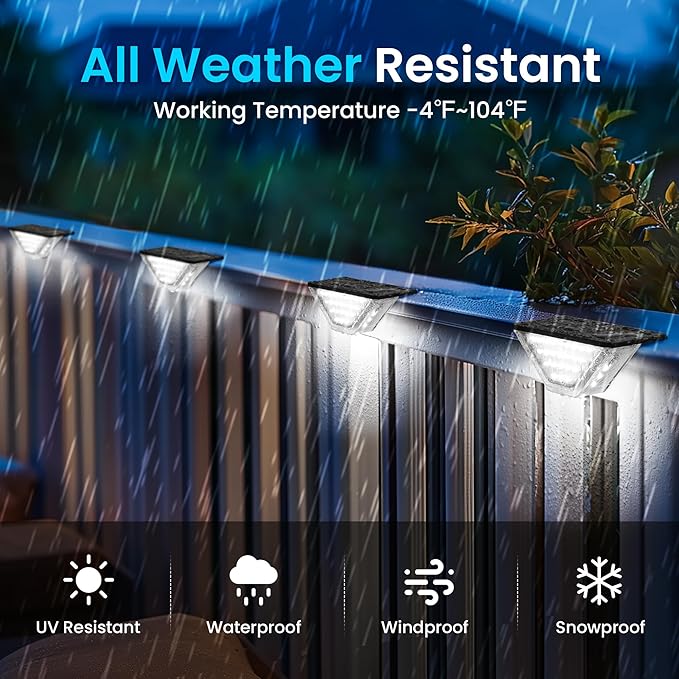 SOLPEX Solar Step Lights Outdoor,Solar Deck Lights for Outside,Two-Sided Stair Lights with 33 LEDs,Waterproof IP65 for Garden,Fence,Deck,Steps,Stair,Porch（2 Pack,Cold White）