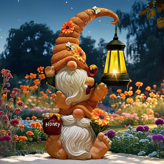 Garden Gnome Statue with Solar Lights – Large Outdoor Sculptures for Patio, Lawn, Yard – Ideal Gifts for Moms, Women, Grandma, Mother’s Day, Birthdays, – Funny Double Gnome Decoration for Housewarming