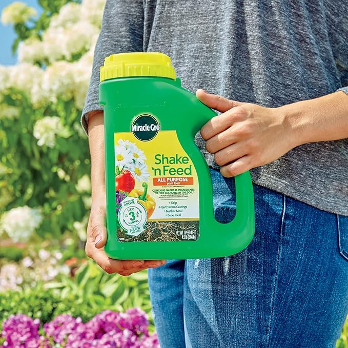 Miracle-Gro Shake 'N Feed All Purpose Plant Food, For In-Ground and Container Plants, Feeds for up to 3 Months, 4.5 lbs.
