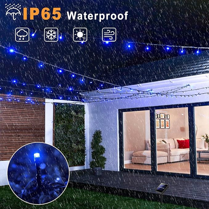 2 Pack Solar String Lights for Outside, Each 79Ft 240LED Solar Lights Outdoor, 8 Modes Waterproof Solar Powered Fairy Twinkle Lights for Backyard Patio Tree Party Garden Decoration, Blue