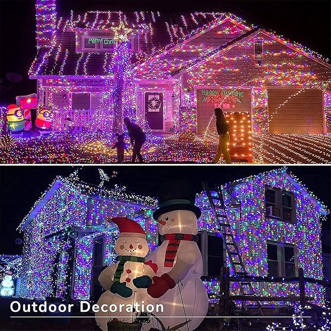 Solar Christmas Lights Outdoor, Upgraded 212FT 640LED Power with Remote,19 Modes Waterproof Solar String Lights for Outside Garden Home Christmas Decorations (Multicolor)