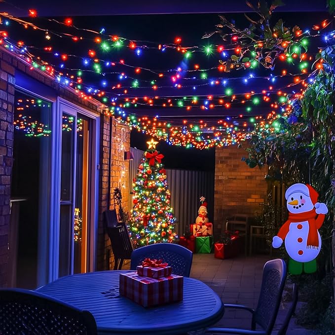 2 Pack Solar Powered Christmas Lights, 75.5ft 200 LED Multicolor Christmas Tree Lights, 8 Modes Solar String Lights Outdoor Waterproof for Garden Wedding Party Halloween Xmas Decoration
