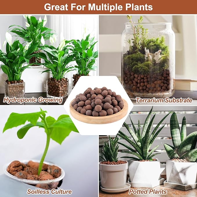 Riare 4 LBS Organic Expanded Clay Pebbles for Plants- 4mm-16mm Natural Leca Balls Lightweight Hydroponic Clay Pebbles Aggregate for Indoor Plants, Hydroponic Growing, Plants Drainage, Aquaponics