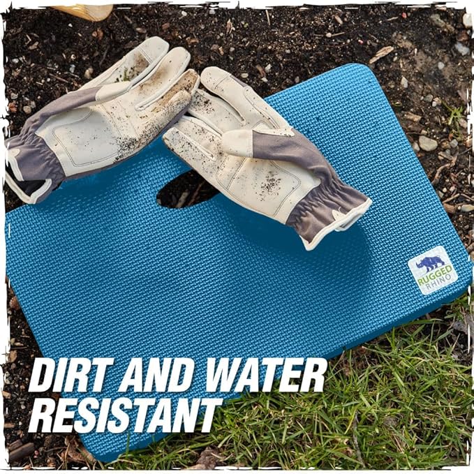 Rugged Rhino Soft Foam Kneeling Pad, Thick Knee Mat Resists Water, Durable Shock Absorbent Pads, Comfortable Strong Rebound, Gardening, Mechanic Tools, Bath Tub Essentials 2 Pack Bright Blue