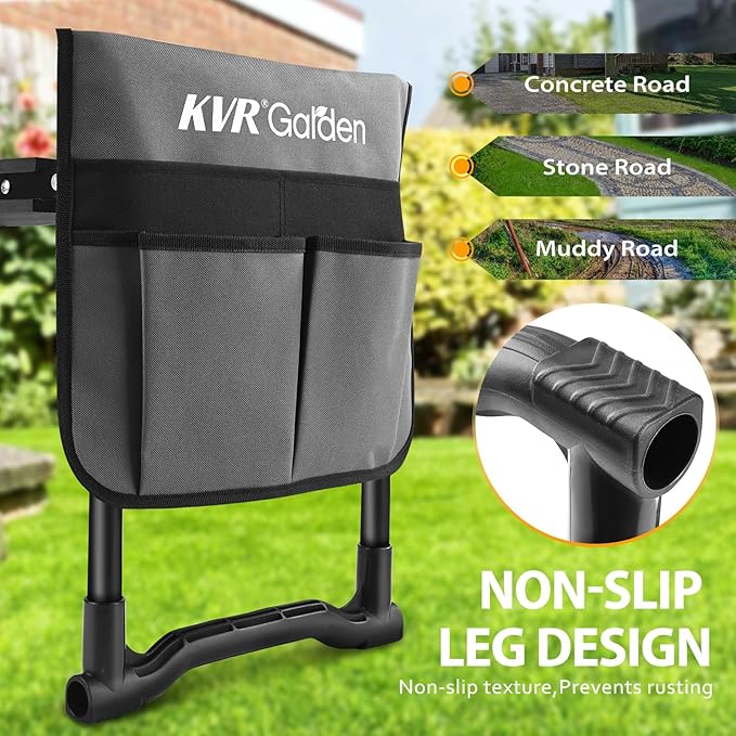 KVR Garden Kneeler Seat Heavy Duty, 2024 Upgraded Garden Bench Widened 10.2", Anti-Rust & Anti-Wear, Foldable Gardening Stool Prevents Back Pain Knees, Gift for Women Men, Seniors, Mom, Dad