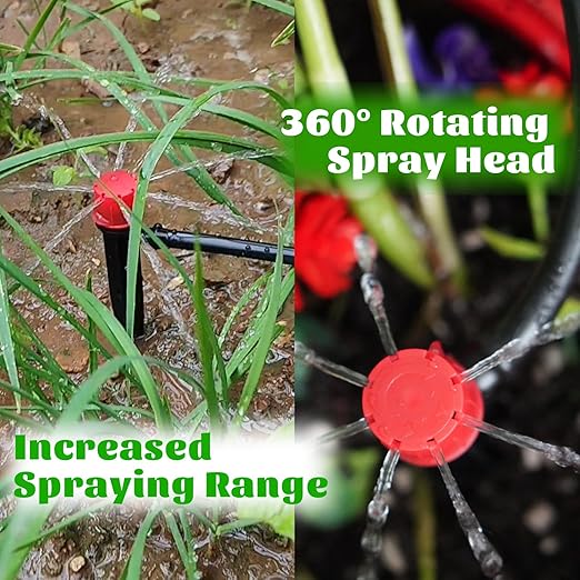 Drip Drop Irrigation System Kit, 50 Ft Automatic Drip Irrigation Kit for Watering Plant, Greenhouse Sprinkler System Kits, Patio Garden Sprinkler with 1/2in,1/4in Drip Irrigation Tubing