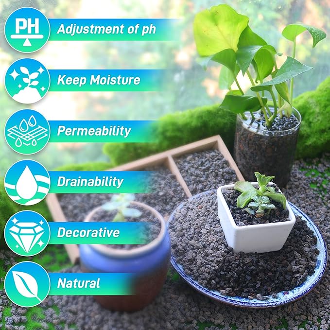 45Lb Horticultural Lava Rock-Lava Rocks for Plants,Succulent Soil Amendment,Decorative Cactus Soil Potting Mix,Volcanic Rock for Aquarium Fairy Gardening Top Dressing Plant Drainage