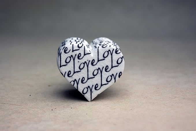 Of The Earth Handmade Paper - Wildflower Seed Paper Small Heart Tags - Calligraphy Variations - 1.75" X 1.5" - Set of 50 (Love Connected)