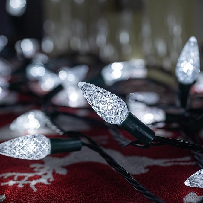 Dazzle Bright C6 Christmas String Lights, 200 LED 66 FT Waterproof Connectable String Lights with Timer, 8 Modes Christmas Lights for Indoor Outdoor Home Garden Yard Xmas Tree Decoration (White)