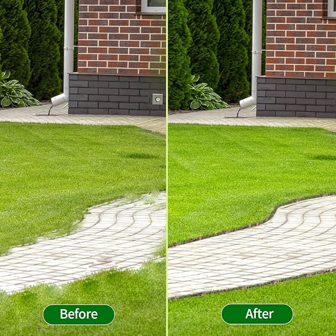 Half Moon Edger Lawn Tool,Manual Lawn Edgers with T-Grip Handle,Saw-Tooth Lawn Edging Tool for Landscaping, Manual Step Edger for Grass, Borders Sidewalks, Driveways, Gardens,38-Inch